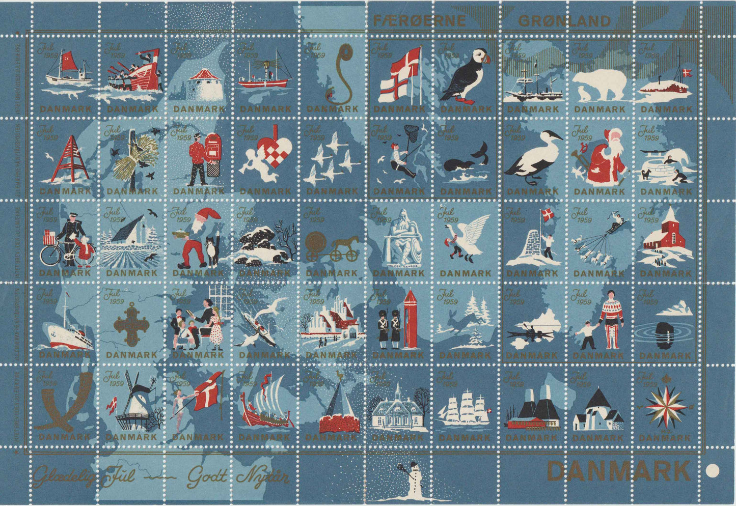 Julemærkeark 1959, Færøerne, Grønland