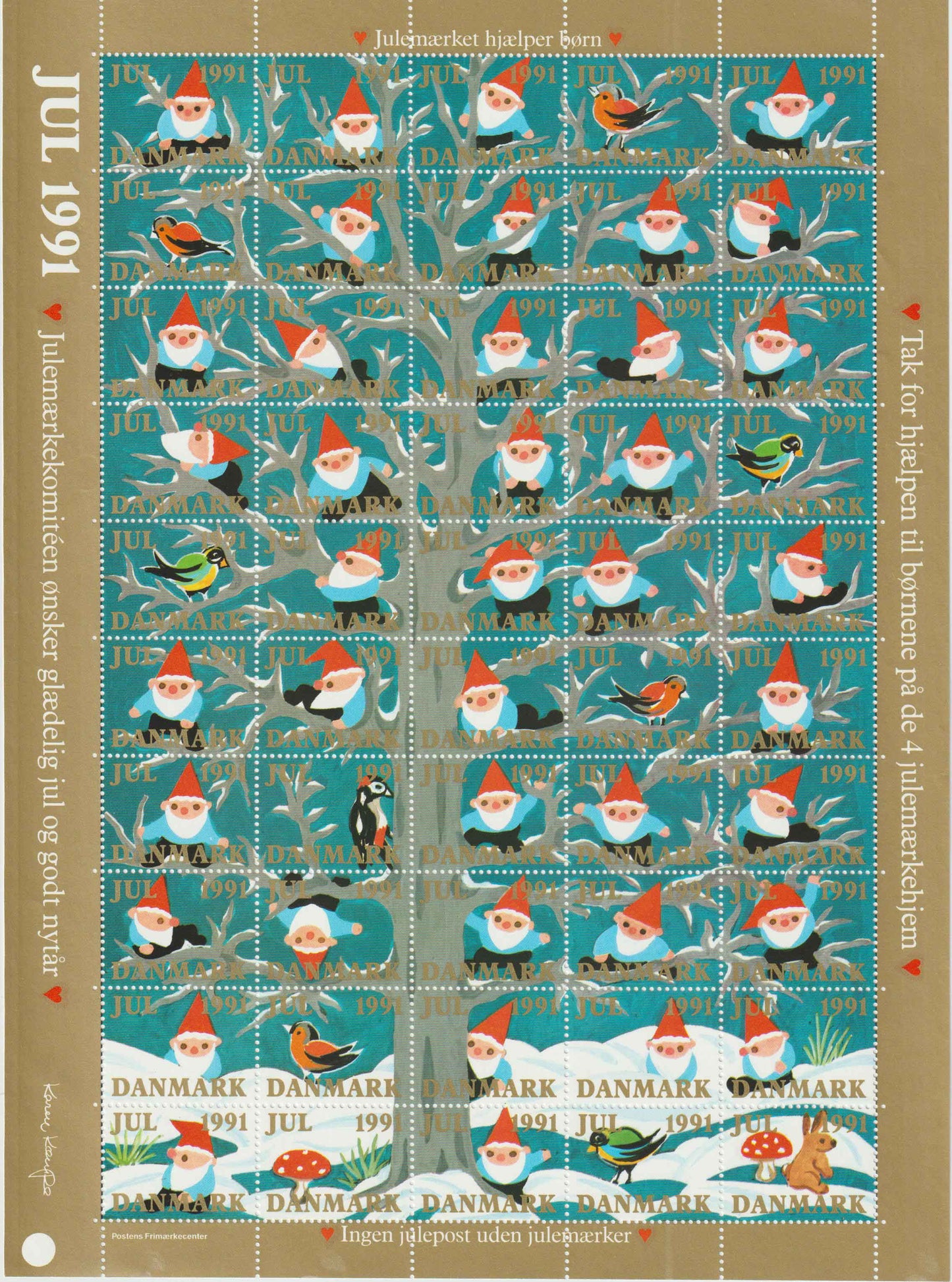 Julemærkeark 1991, Glædelig jul, godt nytår