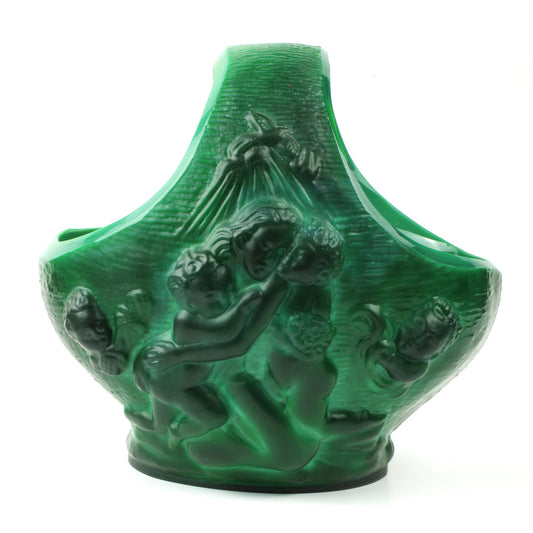 Malakitgrøn glaskurv designet af Curt Schlevogt i ca. 1930