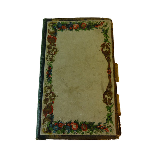 Lille notesbog eller tegnebog af læder fra ca. 1840