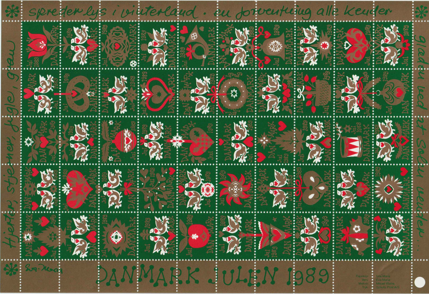 Julemærkeark 1989, Glædelig jul, godt nytår