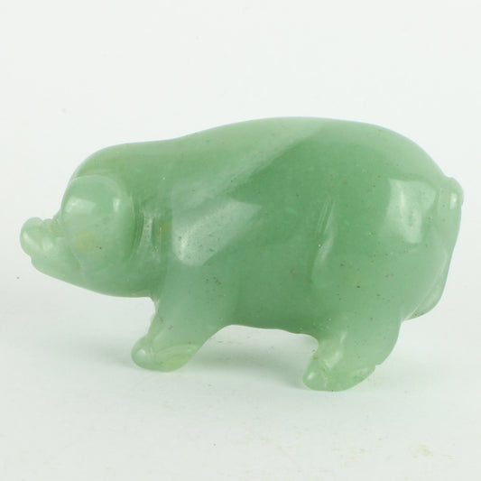 Lille figur af gris udskåret af grøn jade antagelig fra Kina