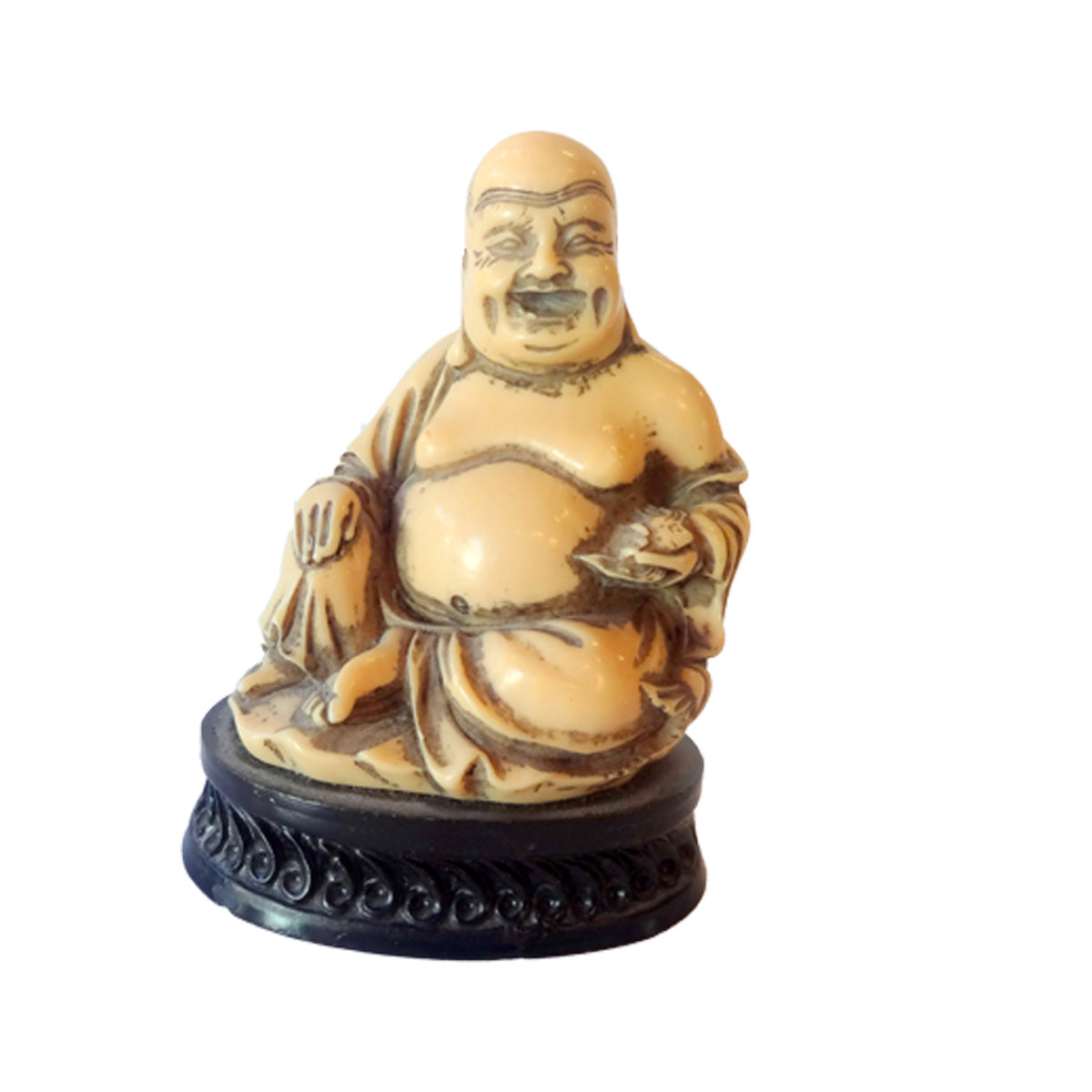 Buddha figur fremstillet af elfenbensfarvet komposit