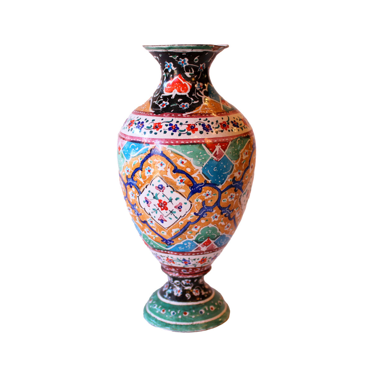 Lille vase af messing med pålagt emalje i Kanton stil
