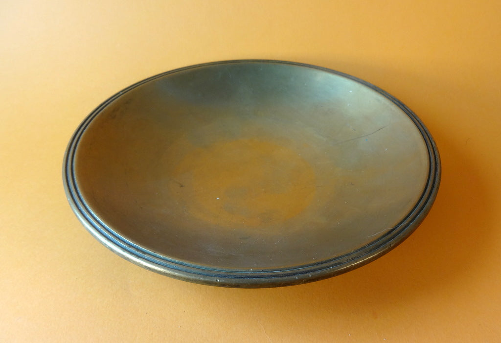 Art deco bronze skål, kraftig skål af patineret bronze, stemplet Just Andersen Denmark, nr. B1775.