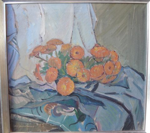 Chr. Valentinusen - Antikbutik på Auktion-Antik.dk. Blomster opstilling ca. 65x65malerier