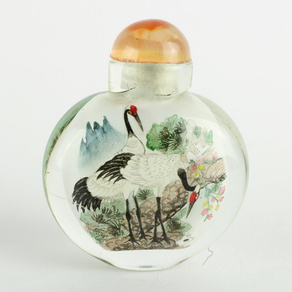 Kinesisk snusflaske af blæst glas fra ca 1950