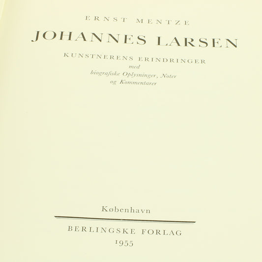 Johannes Larsen kunstnerens erindringer bog