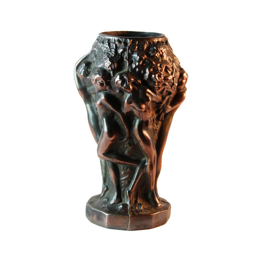 Vase fremstillet af zink med kobber/bronzeret overflade
