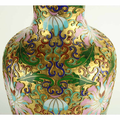 Kinesisk cloisonne vase med guld
